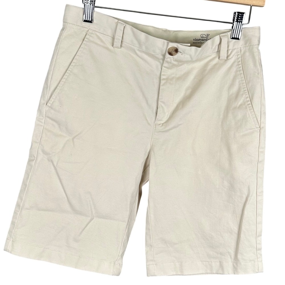 Vineyard Vines Mens Breaker Shorts Stone Cream Chino Cotton Stretch Size 30 9in